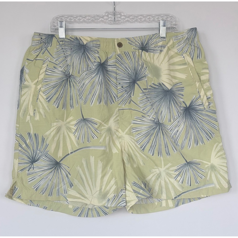 Tommy Bahama Mens Swim Trunks Large Green Blue Palm Leaf Ripstop Mesh Lined 6in